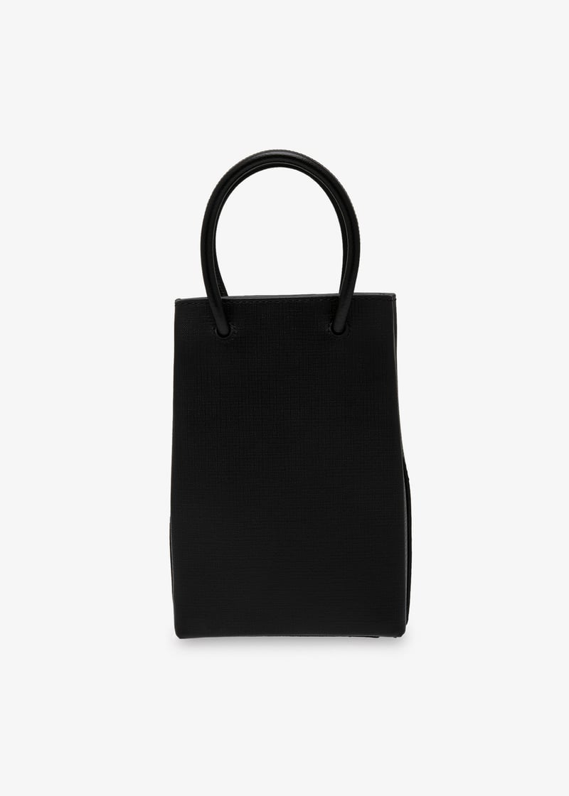 BALENCIAGA Shopping Phone Holder Bag 黒 BALENCIAGA Leather Phone Holder Shopping Crossbody Bag Black