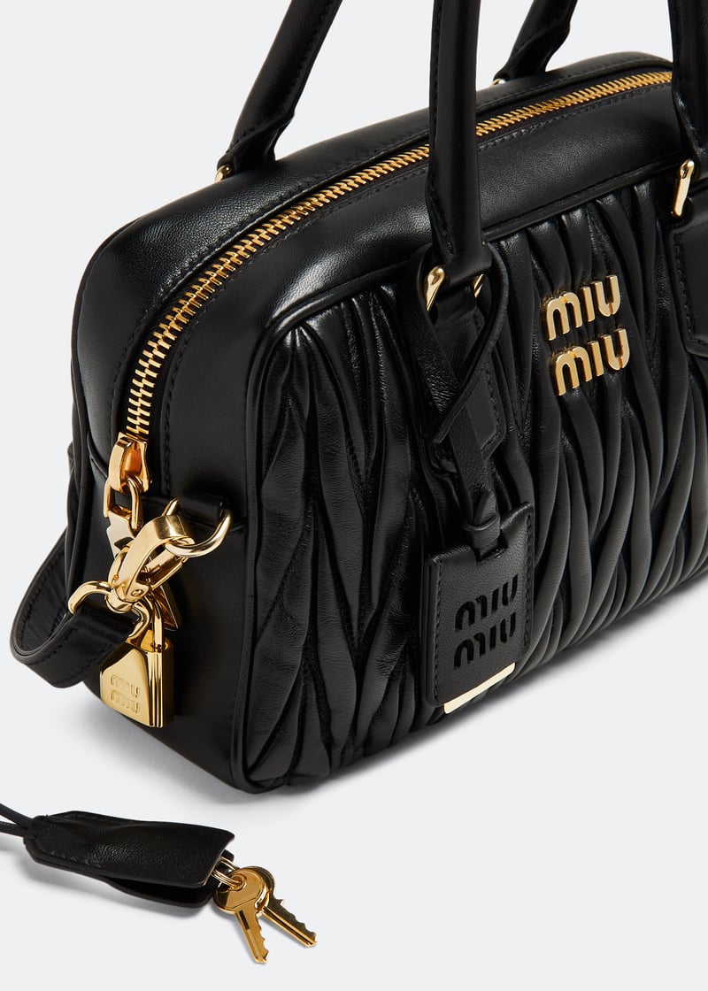 【Miu Miu】 Matelasse Nappa Leather Top Handle Bag Black Miu Miu Women Matelassé Nappa Leather Top-Handle Bag-Black
