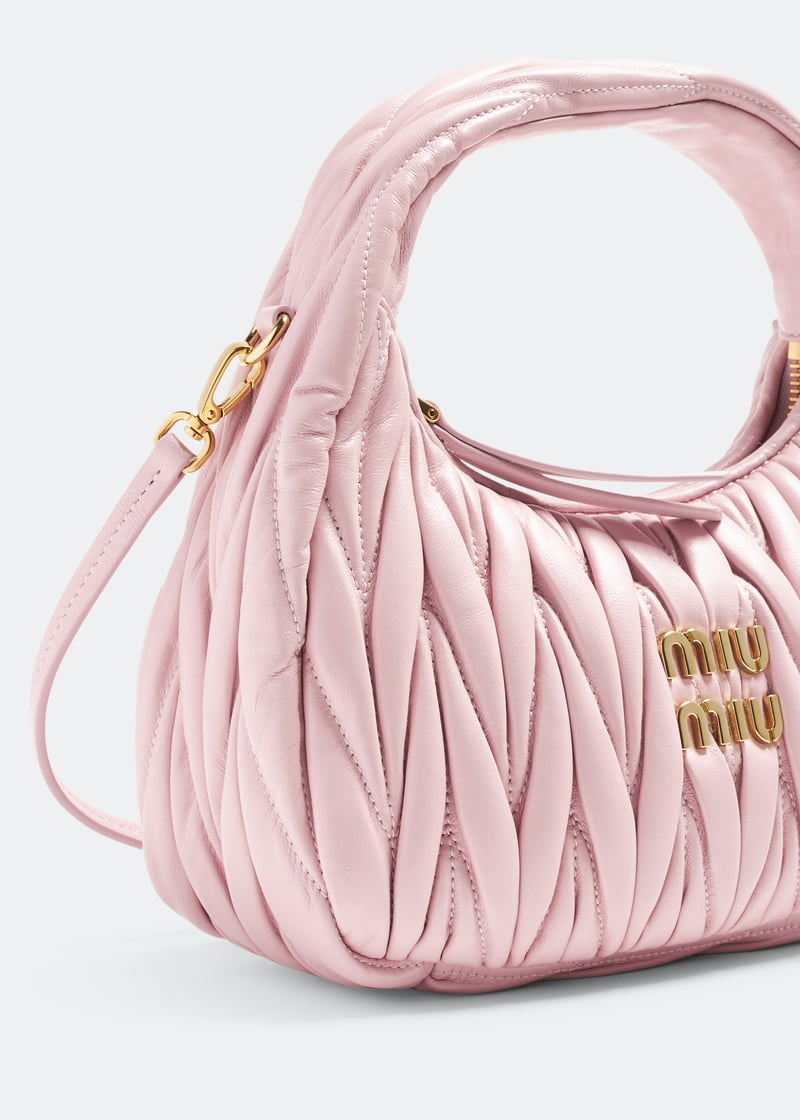 Miu Miu Wander matelassé mini hobo bag for Women - Pink in