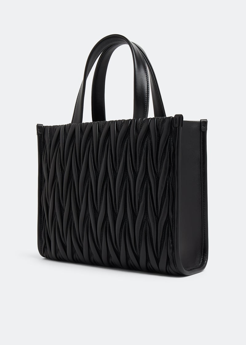 24AW new/MiuMiu ミディアムレザートートバッグ Bag Black black-leather-matelasse-miu-