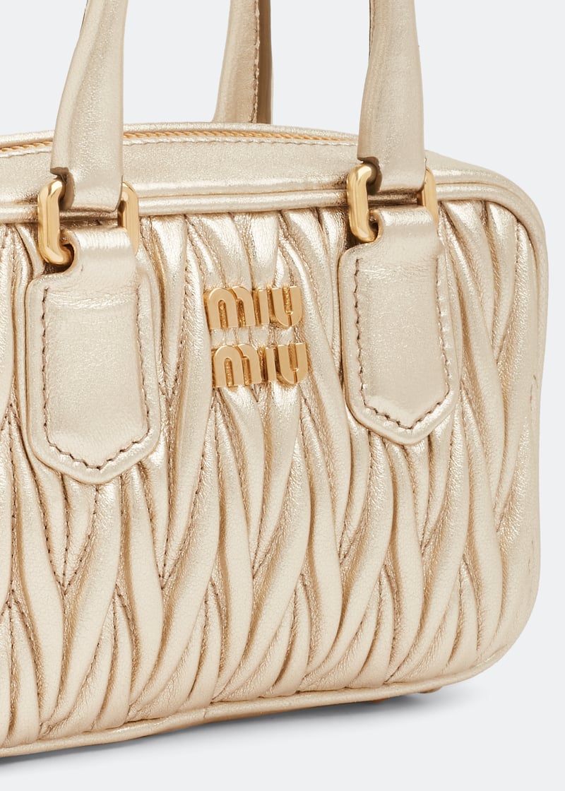 ≪Miu Miu≫Arcadie マトラッセ ナッパレザー ミニバッグ Gold ブラック アルカディ マテラッセレザー ミニバッグ | Miu Miu