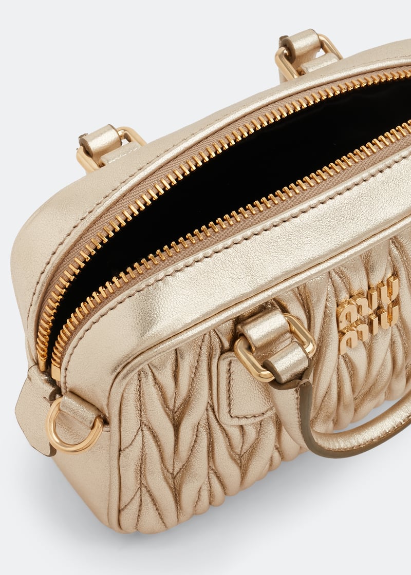 ≪Miu Miu≫Arcadie マトラッセ ナッパレザー ミニバッグ Gold ブラック アルカディ マテラッセレザー ミニバッグ | Miu Miu