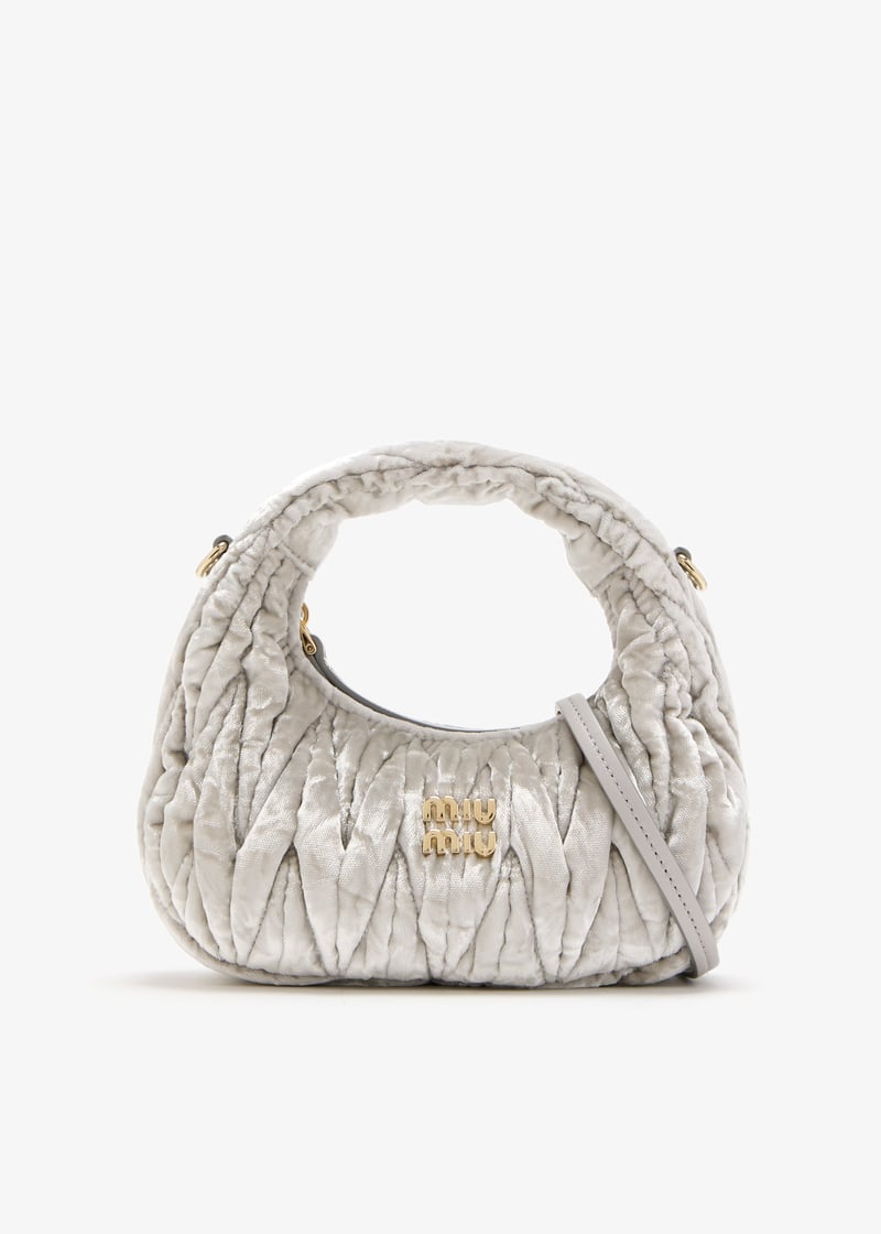 【MIU MIU】WANDER MATELASSE VELVET MINI HOBO BAG Miu Miu Wander Mini Hobo Bag Nero | Fashion Clinic