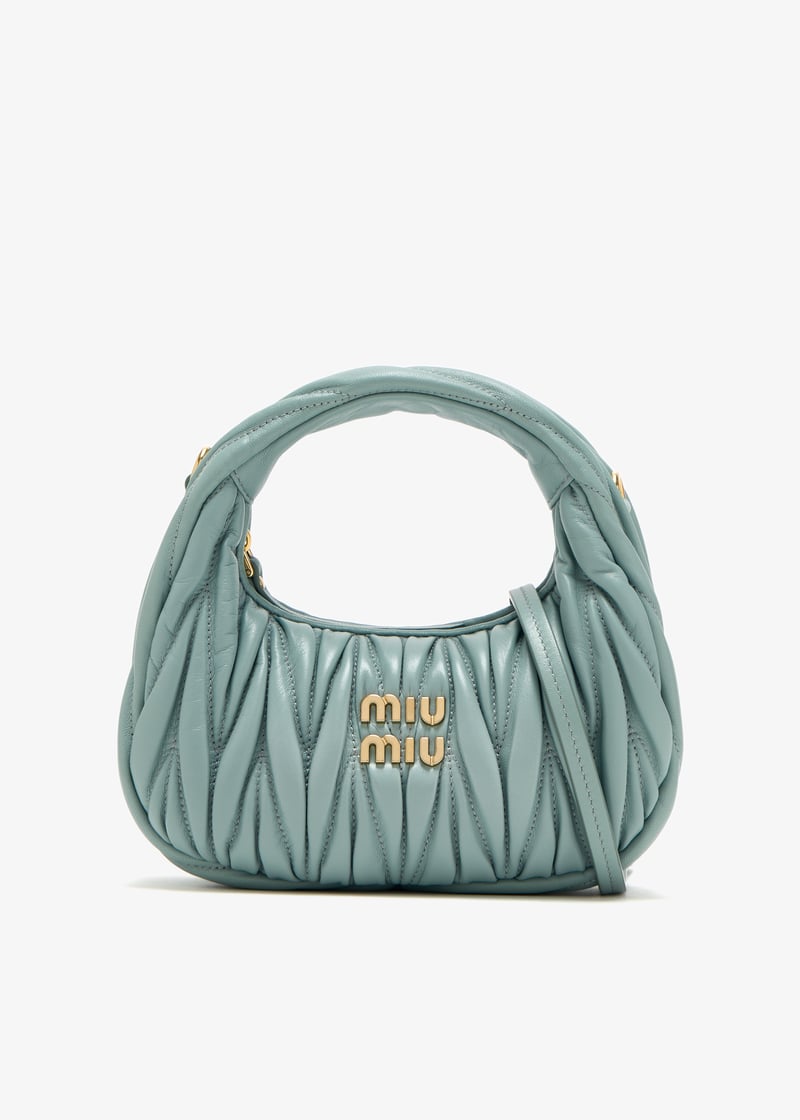 Miu Miu Wander matelassé hobo mini-bag for Women - Blue in