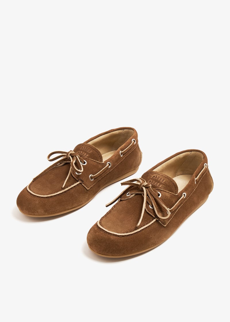 Miu Miu Faded unlined suede loafers for Women - Brown in