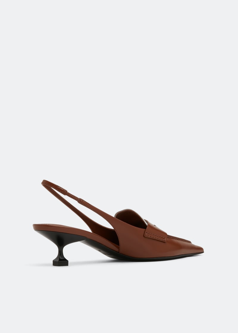【MIU MIU】送料/関税込 LEATHER SLINGBACK PUMPS Miu Miu Leather slingback pumps for Women - Brown in KSA