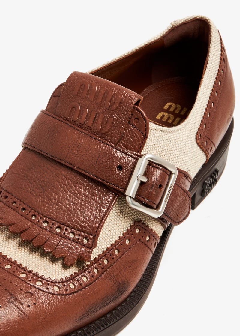 Miu Miu x Church's Shanghai leather and linen shoes for