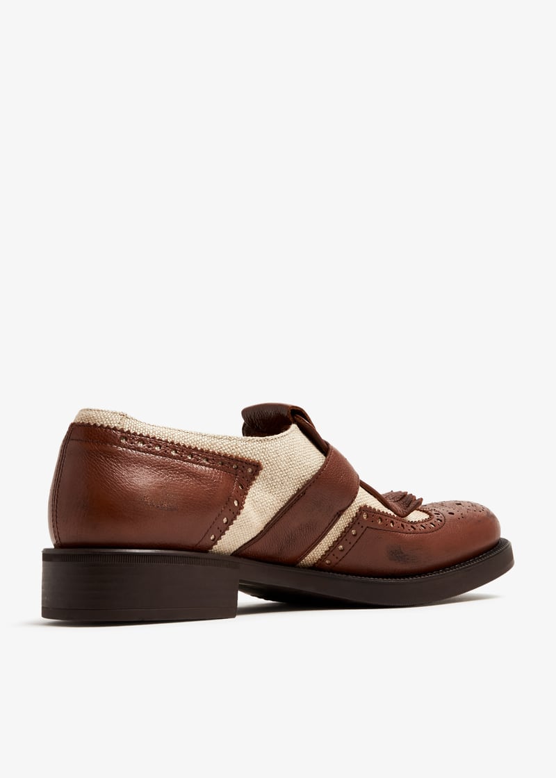 Miu Miu x Church's Shanghai leather and linen shoes for