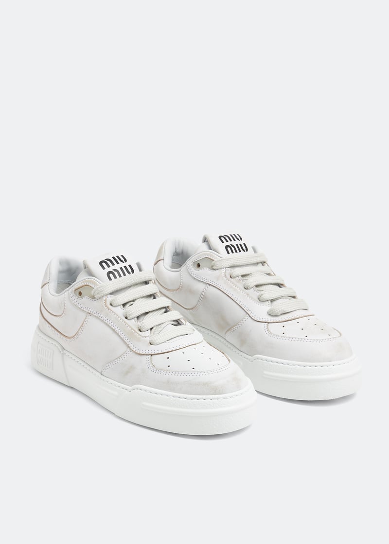 スニーカー MIU MIU Women Sneakers Miu Miu Low-Top Mesh Suede Sneakers | Neiman Marcus