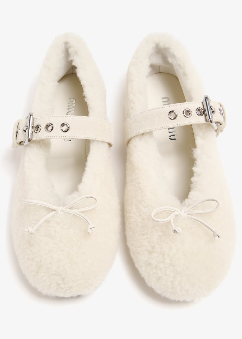 MiuMiu＊Shearling ballerinas シアリング バレリーナ＊送料込 Miu Miu Shearling ballerinas for Women - Cream in UAE
