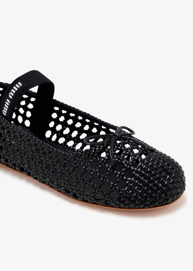 VIP【送料関税込】MiuMiu Ballerinas Miu Miu Woven nappa leather ballerinas for Women - Black in