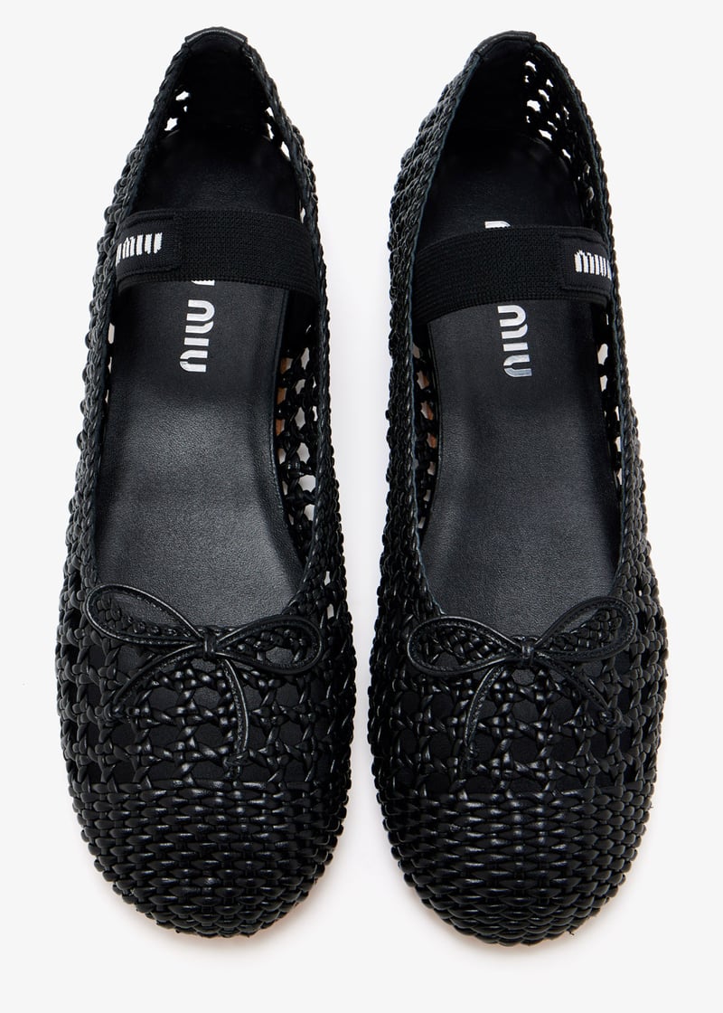 MIUMIU Leather Ballerinas【関税送料込】 Miu Miu Woven nappa leather ballerinas for Women - Black in