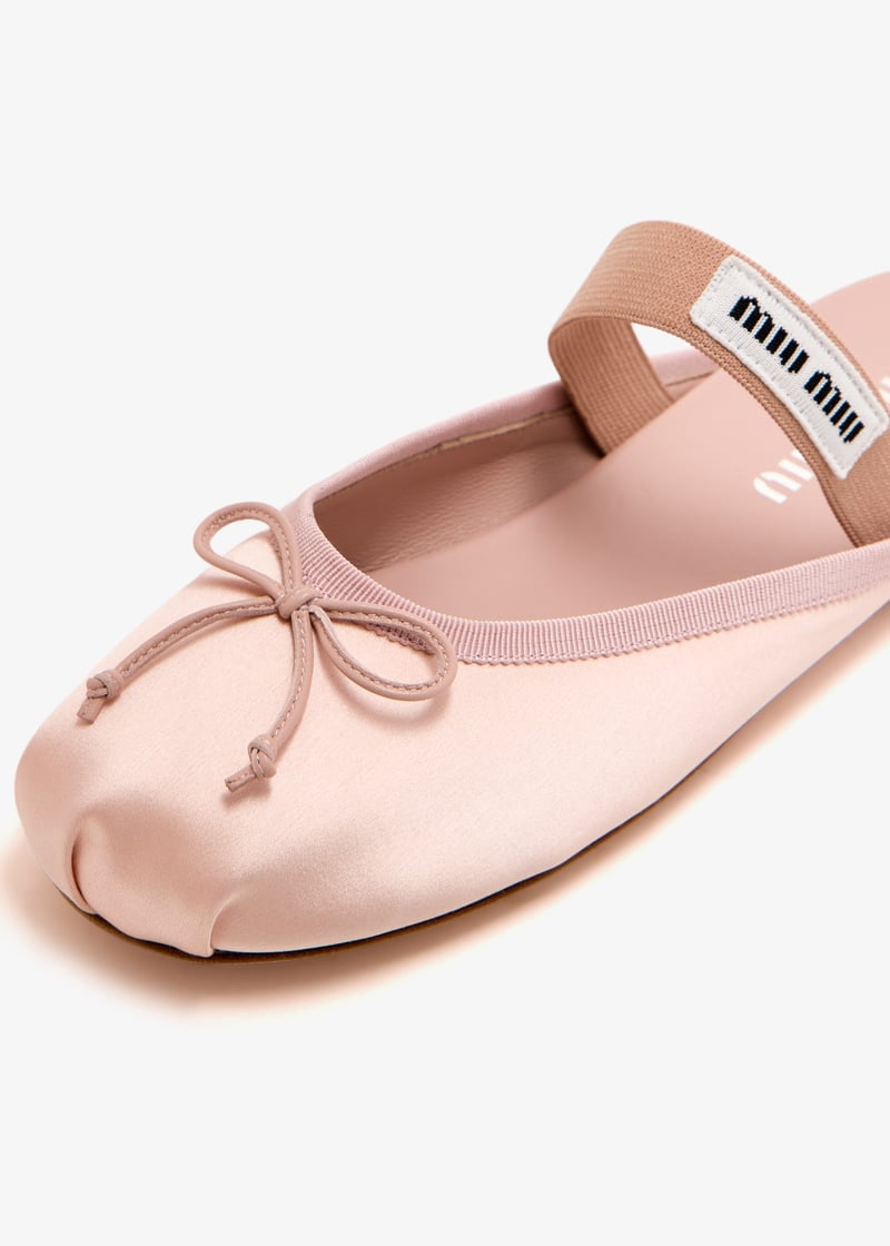 【MIU MIU】最新作★BALLERINA サテンミュール オーキッドピンク サテンバレリーナミュール | Miu Miu