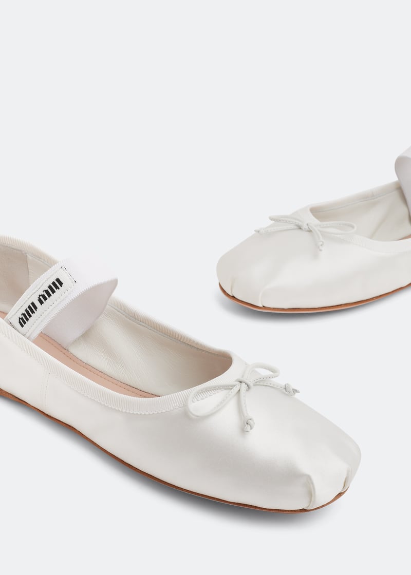 送料・関税込★ (W) Miu Miu Satin Ballerinas White White Satin Ballerinas | Miu Miu