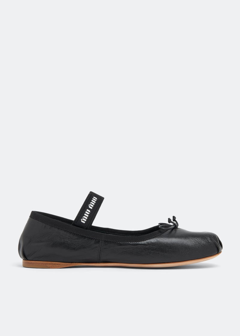 Leather ballet flats Miu Miu Brown size 37 IT in Leather