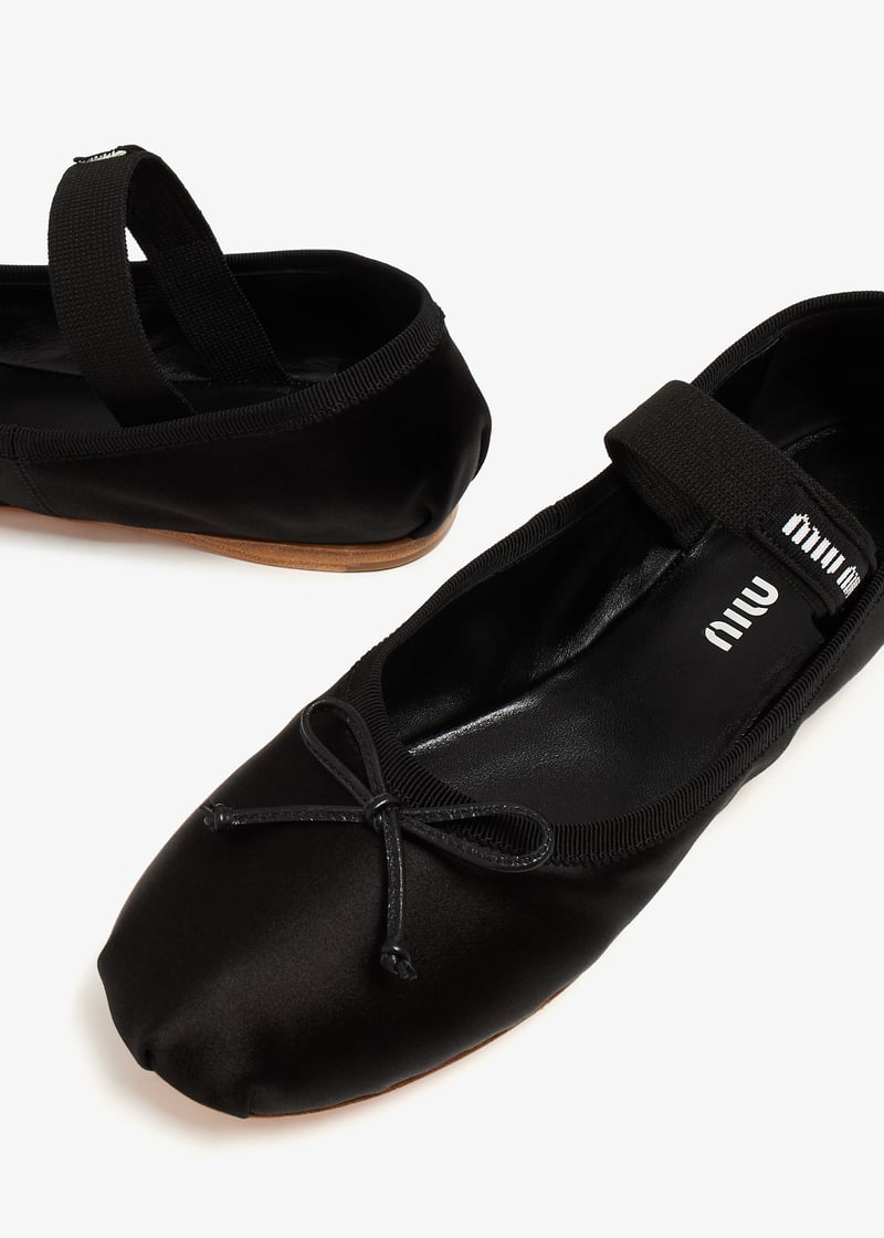 送料・関税込★ (W) Miu Miu Satin Ballerinas Black Miu Miu Satin Ballerinas – SANDS