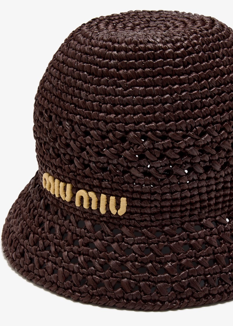 Miu Miu Woven fabric hat for Women - Brown in UAE | Level Shoes