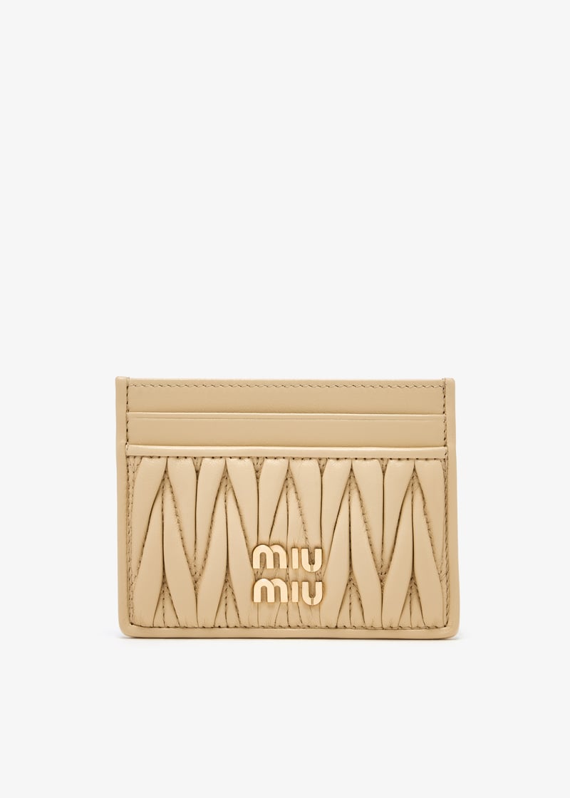 Miu Miu Matelassé leather card holder for Women - Yellow in