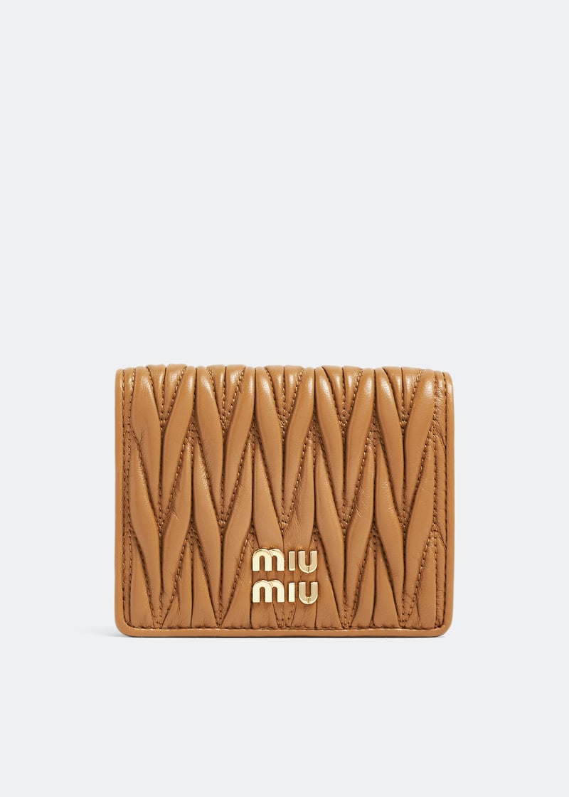 Miu Miu Matelassé leather small wallet for Women - Brown in