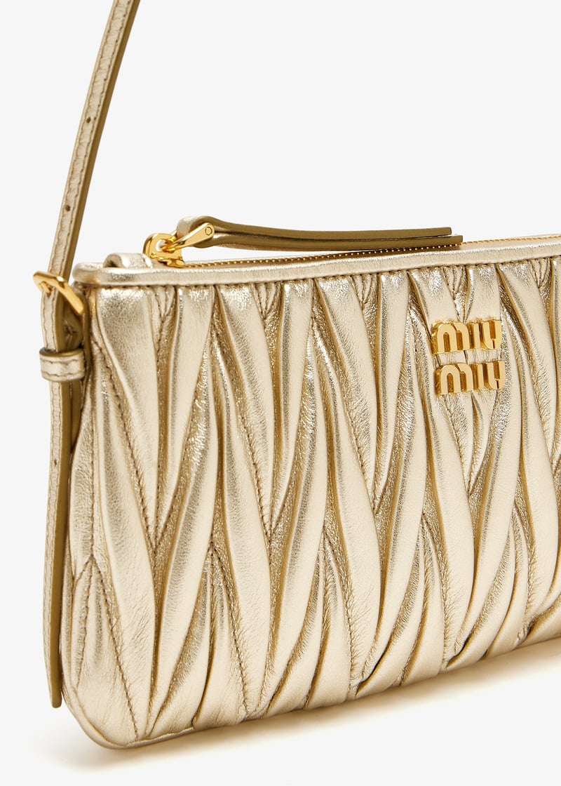 Miu Miu Matelassé nappa leather mini-pouch for Women - Gold