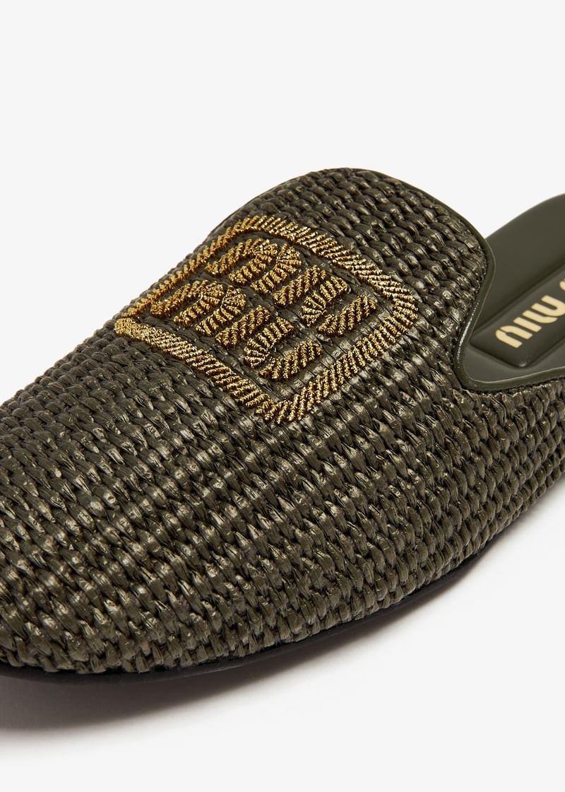 Miu Miu Raffia-effect slippers for Women - Green in Kuwait