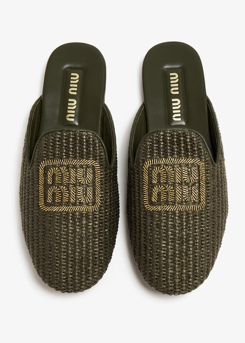 Miu Miu Raffia-effect slippers for Women - Green in Kuwait