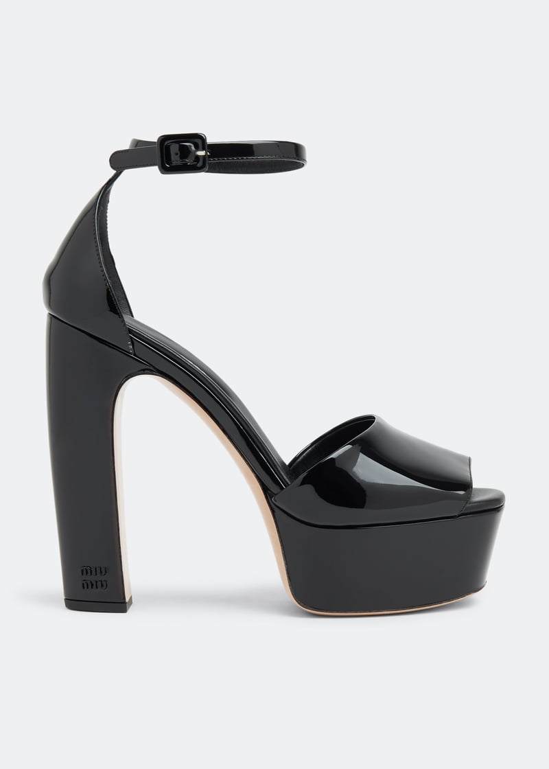 サンダル・ミュール MIU MIU  Patent leather sandals Miu Miu Patent Leather Sandals with Pearl — UFO No More