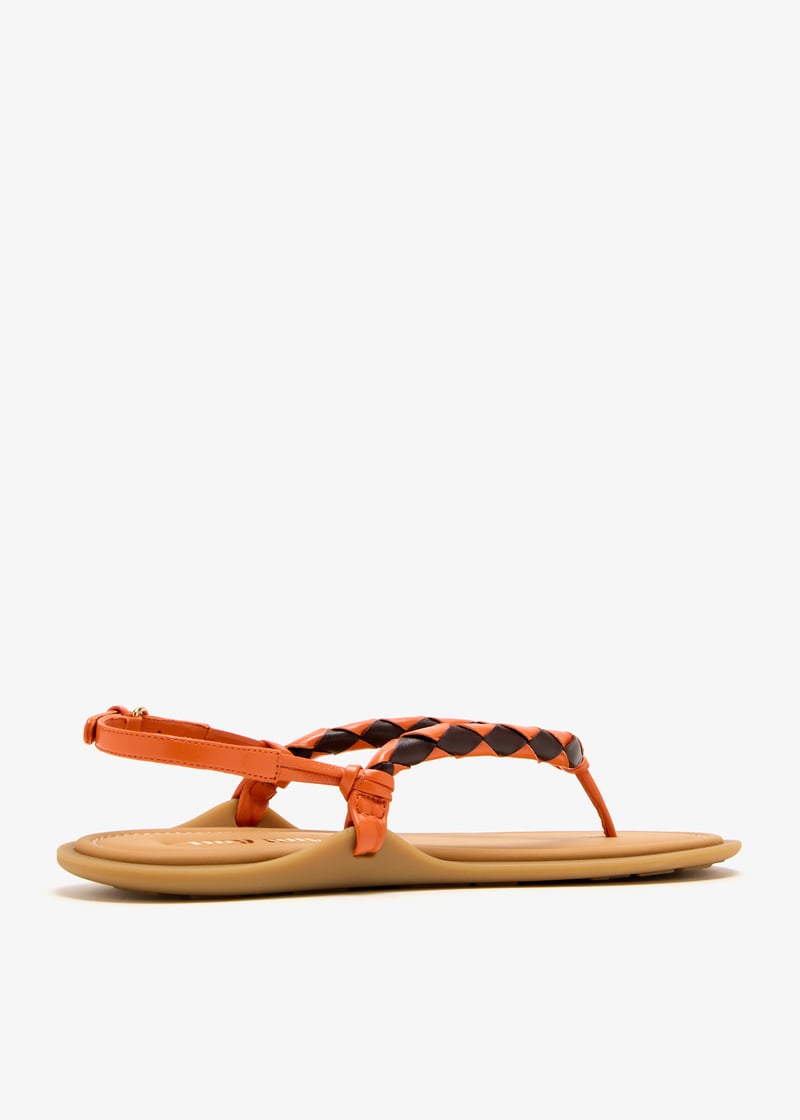 サンダル・ミュール MIU MIU Orange Leather Thong Sandals Miu Miu Bicolor Leather Mary Jane Thong Sandals | REVERSIBLE