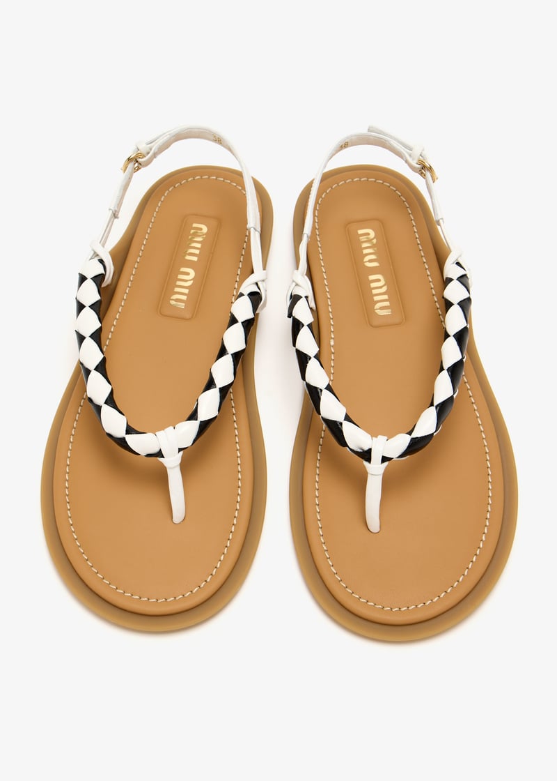 Miu Miu Braided leather thong sandals for Women - White in