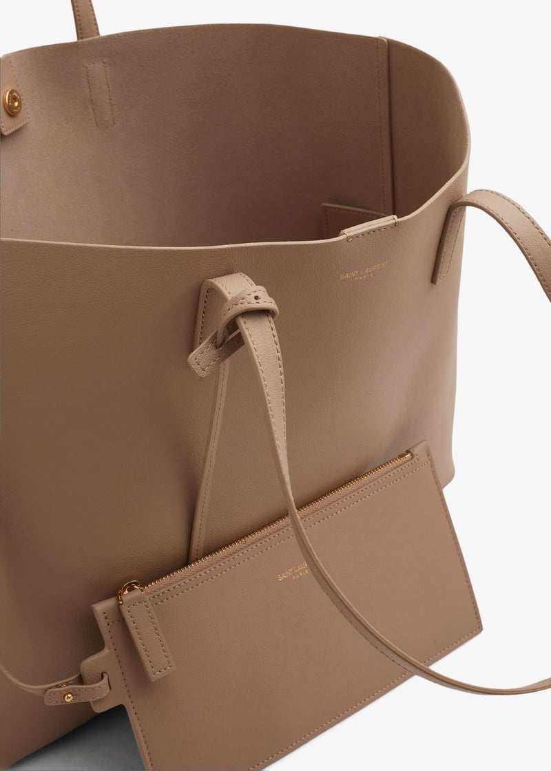 Saint Laurent Leather shopping tote bag for Women - Beige in