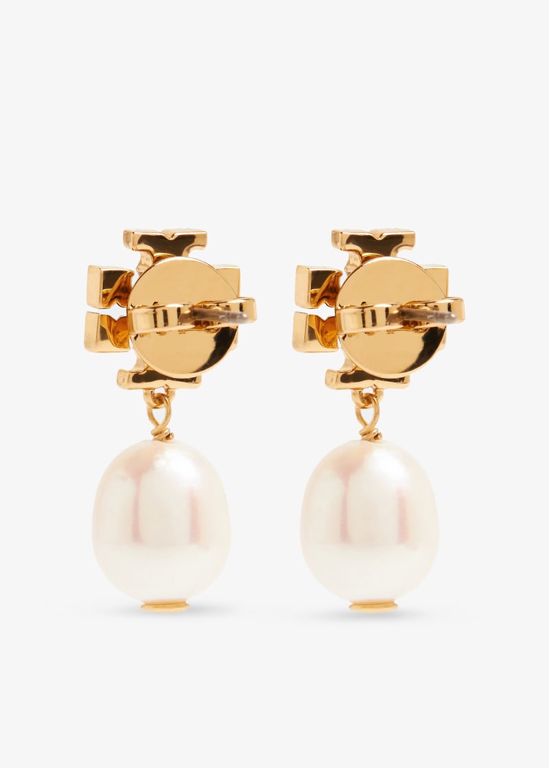 TORY BURCH｜ (KIRA PAVE PEARL DROP EARRING (60525-137)) Tory Burch Kira Pavé Pearl Drop Earrings | Silver | FARFETCH