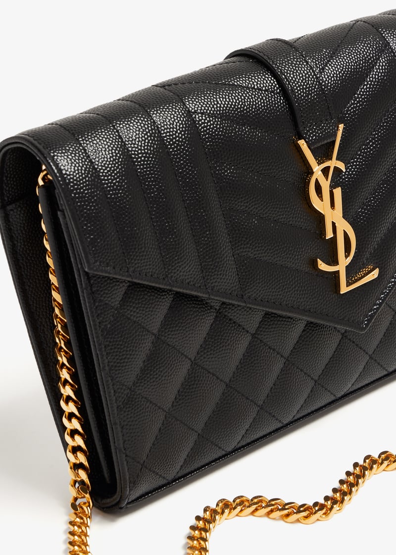 ☆人気☆【SAINT LAURENT】☆PORTAFOGLIO CON CATENA MONOGRAM☆ SAINT LAURENT Calf Hair Monogram Chain Wallet Leopard