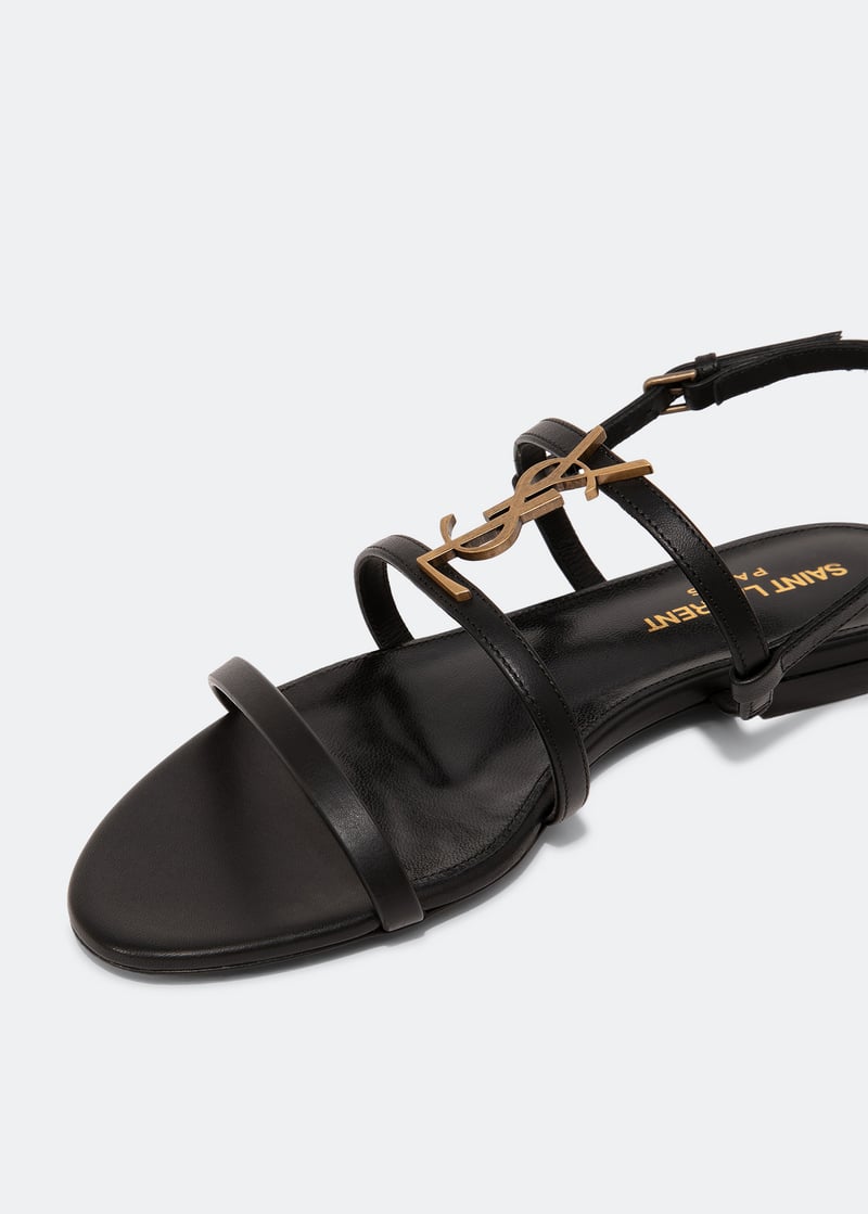 Saint Laurent Cassandra flat sandals for Women - Black in