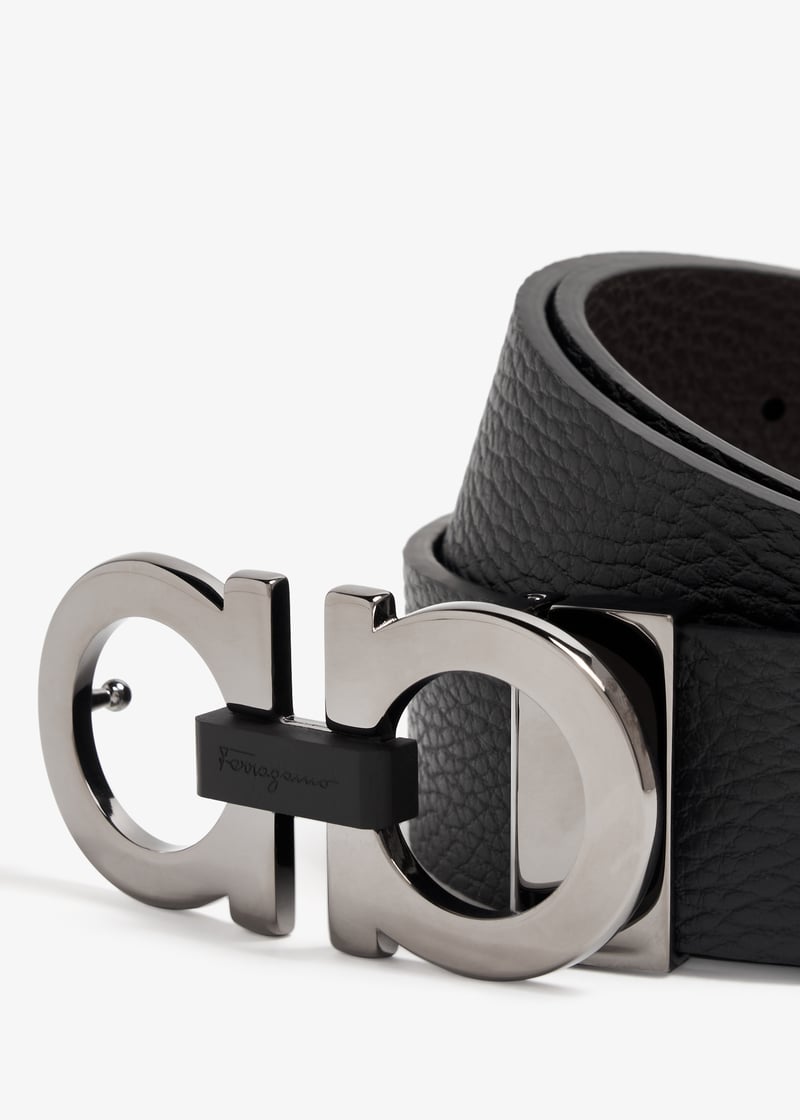 【送料&関税込】Ferragamo Gancini Belt Ferragamo Stamped Logo Pattern Double Gancini Leather Belt