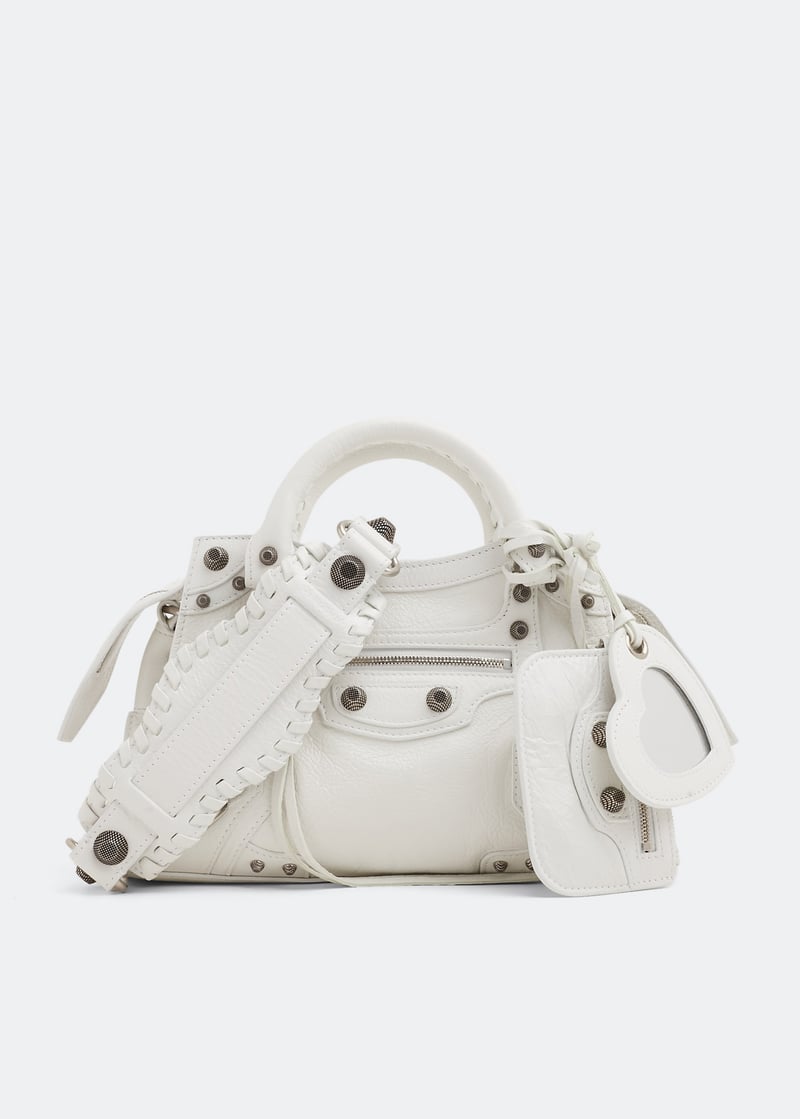 【関税&送料込】Balenciaga White Leather Neo Cagole Xl Plus BALENCIAGA XS Neo Cagole Optic White Leather Shoulder Bag
