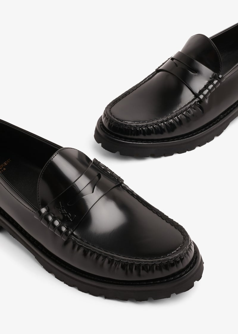 【関税&送料込】Saint Laurent Black Leather Loafer With Mono Le Loafer leather penny loafers in black - Saint Laurent