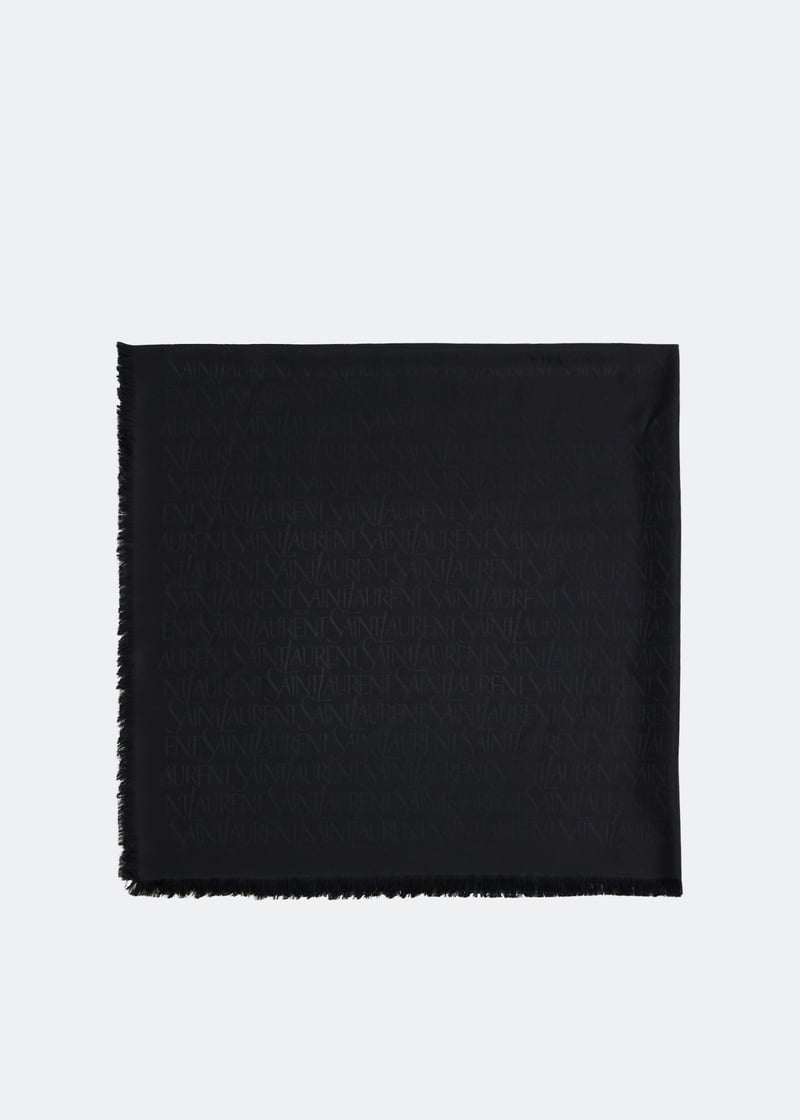 VIP価格.Saint Laurent SCIARPA IMBOTTITA CON LOGO Saint Laurent Large logo square scarf for Women - Black in