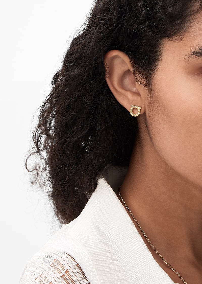Ferragamo Gancini crystal earrings for Women - Gold in KSA