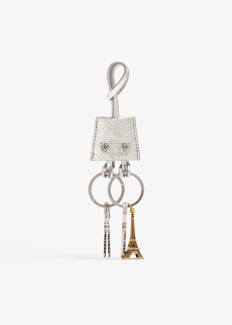 【BALENCIAGA】Eiffel Le City レザー キーチェーン BALENCIAGA Le City Charm Eiffel textured-leather, silver and