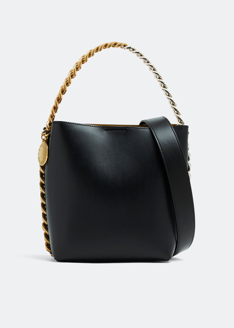 STELLA MCCARTNEY BLACK ALTER MAT FRAYME BUCKET BAG