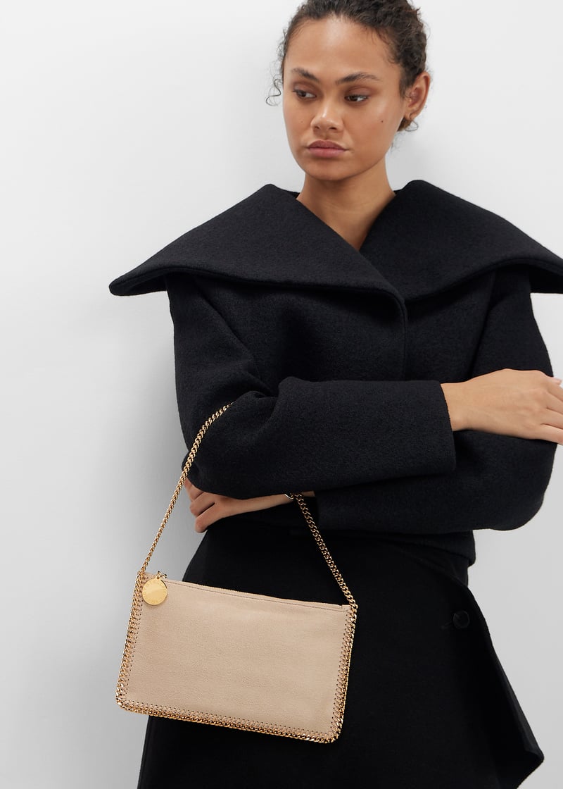 【関税&送料込】Stella Mccartney Micro Falabella Handbag Women Gold Crinkled Metallic Falabella Wallet Crossbody Bag