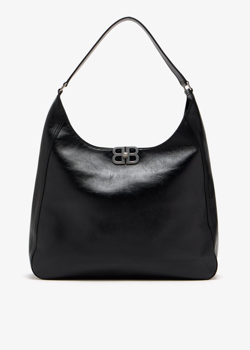 直営店☆BALENCIAGA☆ BB SOFT ミディアム HOBO バッグ/ BLACK Balenciaga Black Leather Bb Soft Handbag | italist