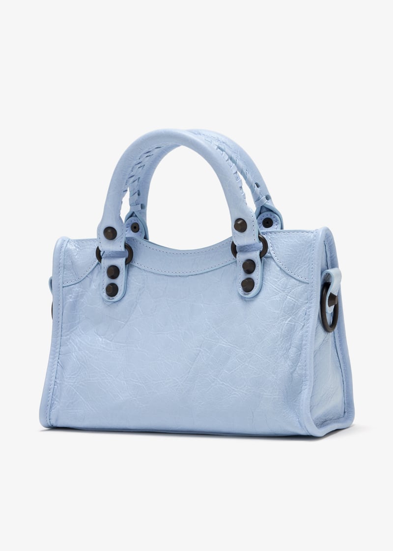 BALENCIAGA★Le City Mini レザーショルダーバッグ 8063952ABEK ホワイト の ウィメンズ Le City バッグ スモール スニーカー