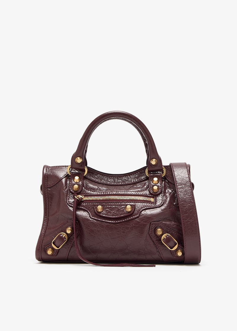 VIP【送料関税込】BALENCIAGA CITY MINI LEATHER HANDBAG Balenciaga Le City mini bag for Women - Burgundy in UAE