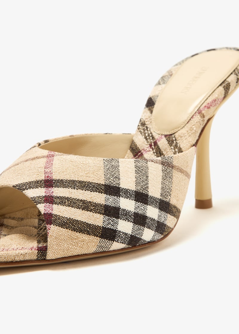 【関税&送料込】Burberry Mews Mule With Check Pattern Burberry Mews 65MM Check Linen-Blend Mules | Saks Fifth Avenue
