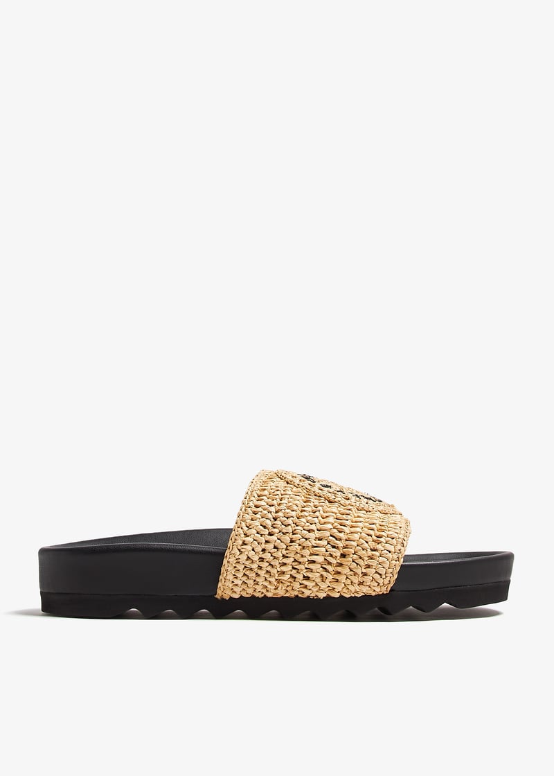 【関税&送料込】Stella Mccartney Raffia Elyse Slippers Stella McCartney Elyse Raffia Slides | Neutrals | FARFETCH