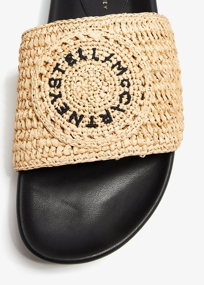 サンダル・ミュール Stella McCartney Raffia Elyse slippers (810387AFACL0 8536) Stella McCartney Elyse Raffia logo sandals for Women - Beige