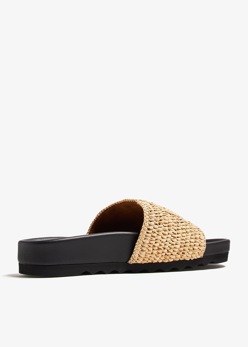 サンダル・ミュール Stella McCartney Raffia Elyse slippers (810387AFACL0 8536) Stella McCartney Elyse Raffia logo sandals for Women - Beige