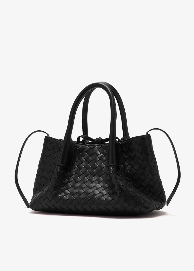 トートバッグ Bottega Veneta Black Leather Pinacoteca Shopping Bag BOTTEGA VENETA Pinacoteca small intrecciato leather tote