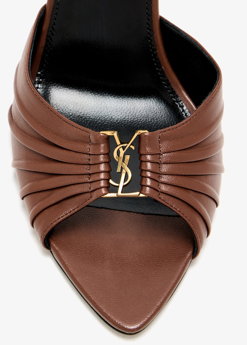 サンダル・ミュール SAINT LAURENT Brown Leather Babylone Sandals Brown Heeled Sandals 'Babylone' Saint Laurent - Vitkac AS